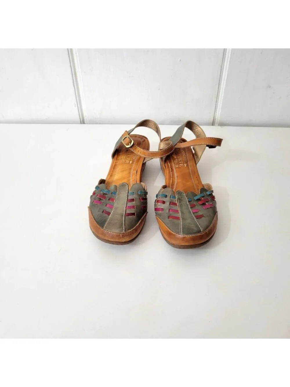 Springstep L'Artiste Leather Ankle Strap Shoes With Multicolor Cutout Design Eur - Picture 8 of 8